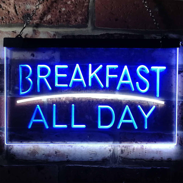 ADVPRO Breakfast All Day Open Restaurant Cafe Dual Color LED Neon Sign st6-i0311 - White & Blue
