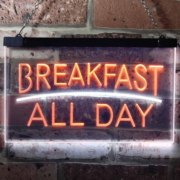 ADVPRO Breakfast All Day Open Restaurant Cafe Dual Color LED Neon Sign st6-i0311 - White & Orange
