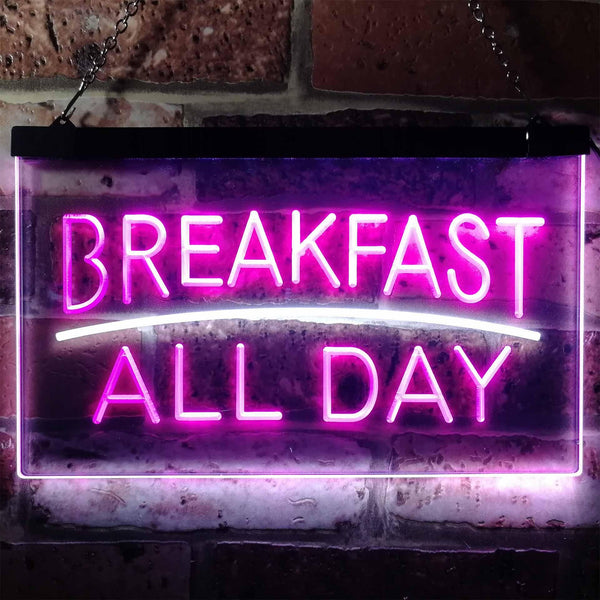 ADVPRO Breakfast All Day Open Restaurant Cafe Dual Color LED Neon Sign st6-i0311 - White & Purple