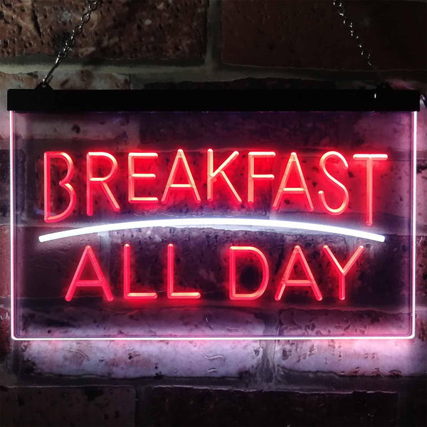 ADVPRO Breakfast All Day Open Restaurant Cafe Dual Color LED Neon Sign st6-i0311 - White & Red