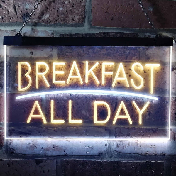 ADVPRO Breakfast All Day Open Restaurant Cafe Dual Color LED Neon Sign st6-i0311 - White & Yellow