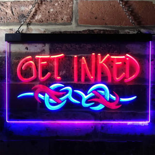 ADVPRO Get Inked Tattoo Shop Display Plaque Dual Color LED Neon Sign st6-i0316 - Blue & Red