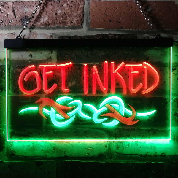 ADVPRO Get Inked Tattoo Shop Display Plaque Dual Color LED Neon Sign st6-i0316 - Green & Red