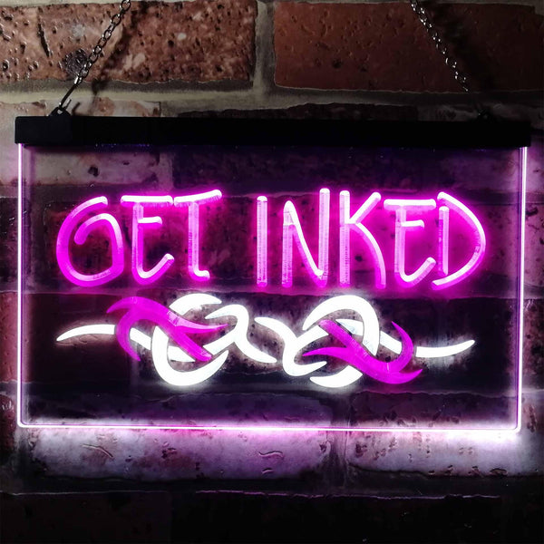 ADVPRO Get Inked Tattoo Shop Display Plaque Dual Color LED Neon Sign st6-i0316 - White & Purple