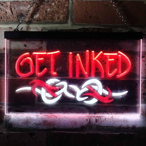 ADVPRO Get Inked Tattoo Shop Display Plaque Dual Color LED Neon Sign st6-i0316 - White & Red