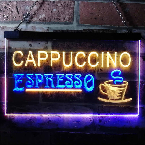 ADVPRO Cappuccino Espresso Coffee Shop Cafe Dual Color LED Neon Sign st6-i0317 - Blue & Yellow