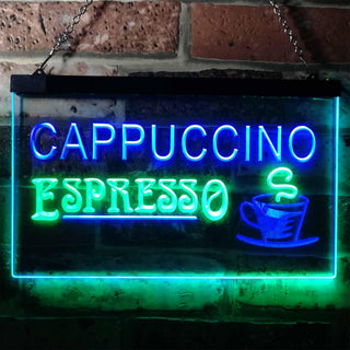ADVPRO Cappuccino Espresso Coffee Shop Cafe Dual Color LED Neon Sign st6-i0317 - Green & Blue