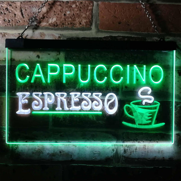 ADVPRO Cappuccino Espresso Coffee Shop Cafe Dual Color LED Neon Sign st6-i0317 - White & Green