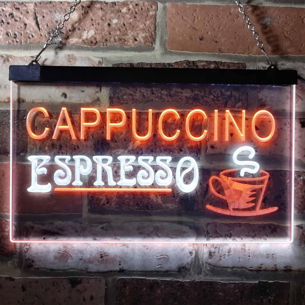 ADVPRO Cappuccino Espresso Coffee Shop Cafe Dual Color LED Neon Sign st6-i0317 - White & Orange