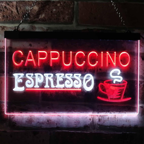 ADVPRO Cappuccino Espresso Coffee Shop Cafe Dual Color LED Neon Sign st6-i0317 - White & Red