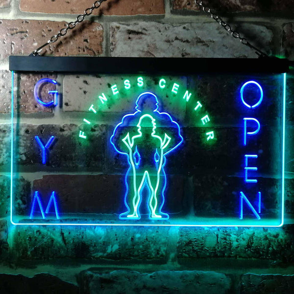 ADVPRO Gym Fitness Center Open Dual Color LED Neon Sign st6-i0321 - Green & Blue