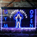ADVPRO Gym Fitness Center Open Dual Color LED Neon Sign st6-i0321 - White & Blue