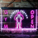 ADVPRO Gym Fitness Center Open Dual Color LED Neon Sign st6-i0321 - White & Purple