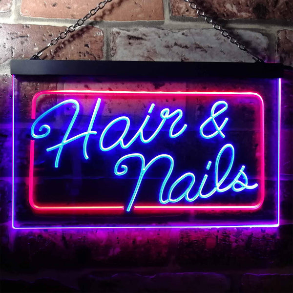 ADVPRO Hair & Nails Beauty Salon Dual Color LED Neon Sign st6-i0322 - Red & Blue