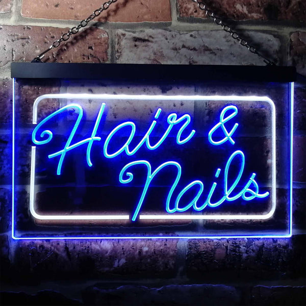 ADVPRO Hair & Nails Beauty Salon Dual Color LED Neon Sign st6-i0322 - White & Blue