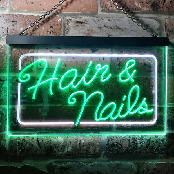 ADVPRO Hair & Nails Beauty Salon Dual Color LED Neon Sign st6-i0322 - White & Green