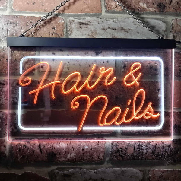 ADVPRO Hair & Nails Beauty Salon Dual Color LED Neon Sign st6-i0322 - White & Orange