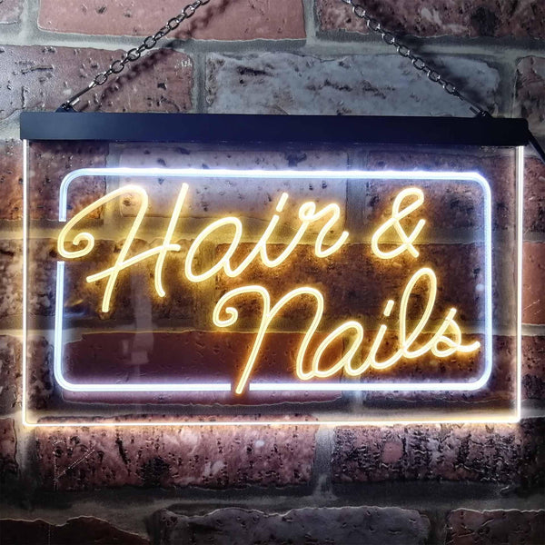 ADVPRO Hair & Nails Beauty Salon Dual Color LED Neon Sign st6-i0322 - White & Yellow