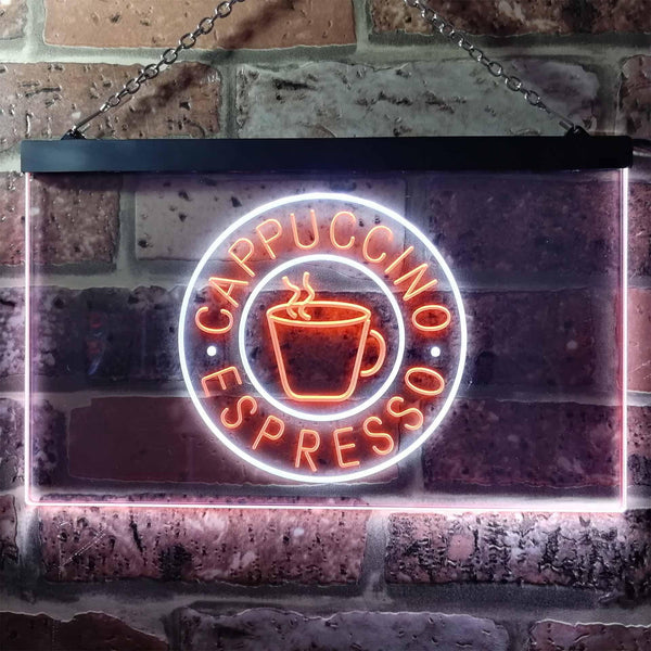 ADVPRO Cappuccino Espresso Coffee Dual Color LED Neon Sign st6-i0329 - White & Orange