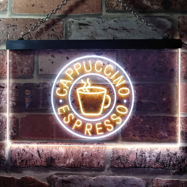 ADVPRO Cappuccino Espresso Coffee Dual Color LED Neon Sign st6-i0329 - White & Yellow