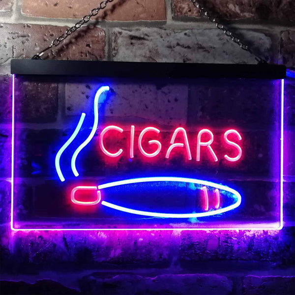 ADVPRO Cigars Lover Gifts Man Cave Room Dual Color LED Neon Sign st6-i0335 - Blue & Red