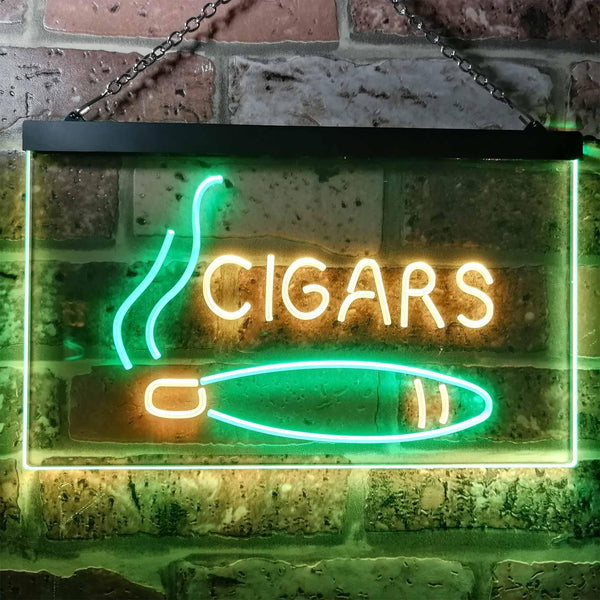 ADVPRO Cigars Lover Gifts Man Cave Room Dual Color LED Neon Sign st6-i0335 - Green & Yellow