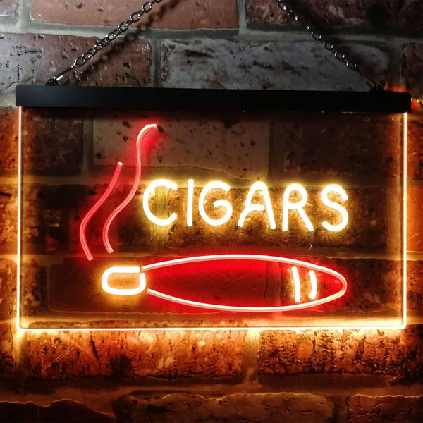 ADVPRO Cigars Lover Gifts Man Cave Room Dual Color LED Neon Sign st6-i0335 - Red & Yellow