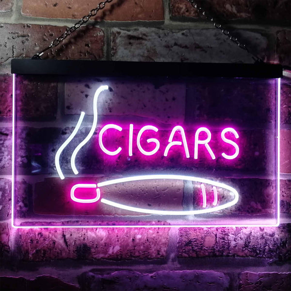 ADVPRO Cigars Lover Gifts Man Cave Room Dual Color LED Neon Sign st6-i0335 - White & Purple