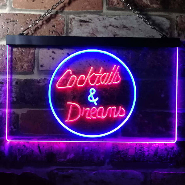 ADVPRO Cocktails Dreams Bar Pub Club Dual Color LED Neon Sign st6-i0336 - Blue & Red