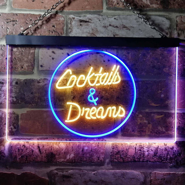 ADVPRO Cocktails Dreams Bar Pub Club Dual Color LED Neon Sign st6-i0336 - Blue & Yellow