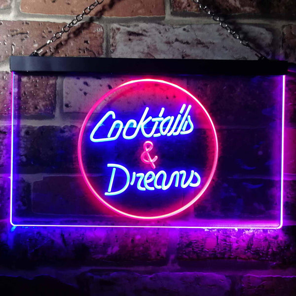 ADVPRO Cocktails Dreams Bar Pub Club Dual Color LED Neon Sign st6-i0336 - Red & Blue