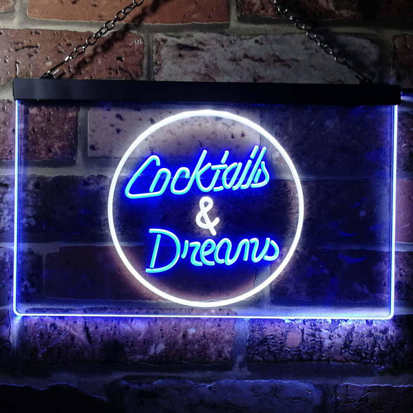 ADVPRO Cocktails Dreams Bar Pub Club Dual Color LED Neon Sign st6-i0336 - White & Blue
