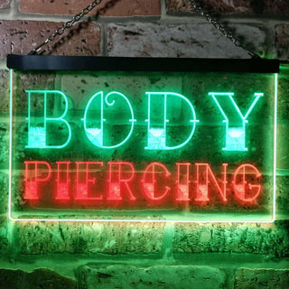 ADVPRO Body Piercing Shop Dual Color LED Neon Sign st6-i0344 - Green & Red