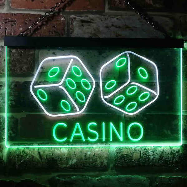 ADVPRO Casino Man Cave Garage Dual Color LED Neon Sign st6-i0347 - White & Green
