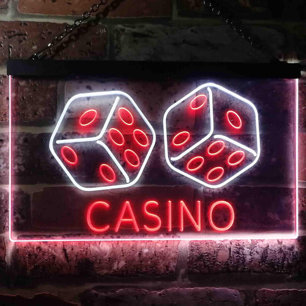 ADVPRO Casino Man Cave Garage Dual Color LED Neon Sign st6-i0347 - White & Red