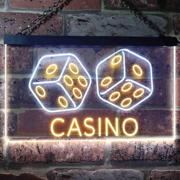 ADVPRO Casino Man Cave Garage Dual Color LED Neon Sign st6-i0347 - White & Yellow