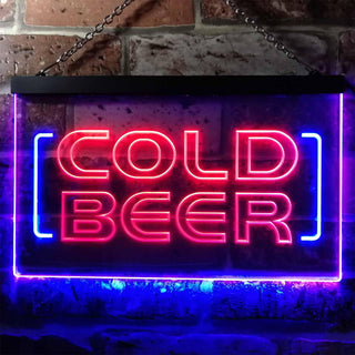 ADVPRO Cold Beer Bar Pub Club Dual Color LED Neon Sign st6-i0348 - Blue & Red