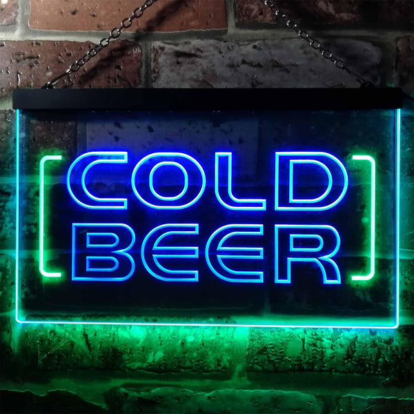 ADVPRO Cold Beer Bar Pub Club Dual Color LED Neon Sign st6-i0348 - Green & Blue