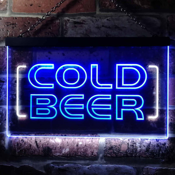 ADVPRO Cold Beer Bar Pub Club Dual Color LED Neon Sign st6-i0348 - White & Blue