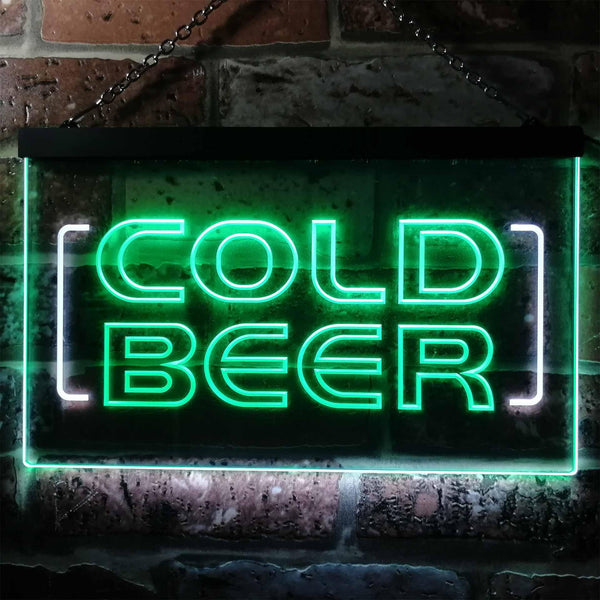 ADVPRO Cold Beer Bar Pub Club Dual Color LED Neon Sign st6-i0348 - White & Green