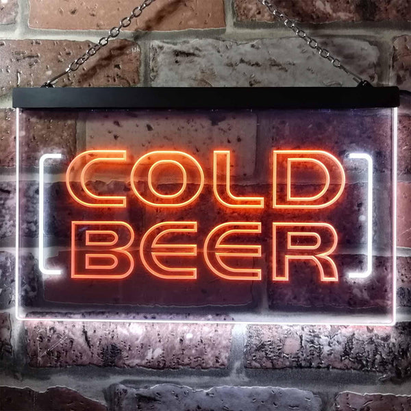 ADVPRO Cold Beer Bar Pub Club Dual Color LED Neon Sign st6-i0348 - White & Orange