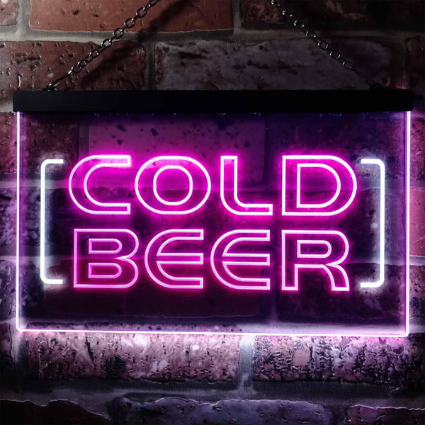 ADVPRO Cold Beer Bar Pub Club Dual Color LED Neon Sign st6-i0348 - White & Purple