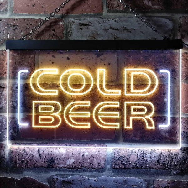 ADVPRO Cold Beer Bar Pub Club Dual Color LED Neon Sign st6-i0348 - White & Yellow