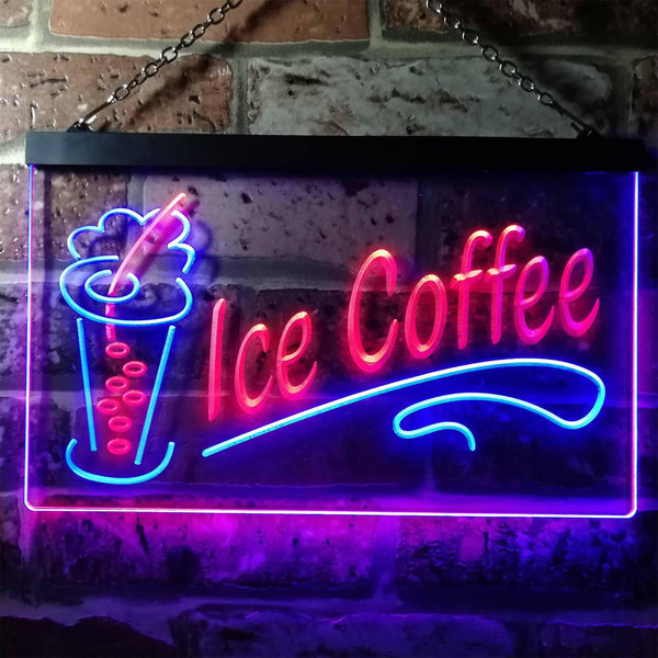 ADVPRO Ice Coffee Drink Dual Color LED Neon Sign st6-i0360 - Blue & Red