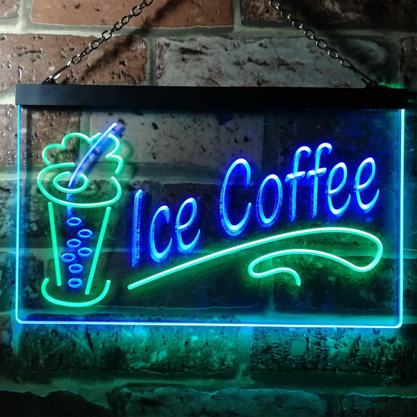 ADVPRO Ice Coffee Drink Dual Color LED Neon Sign st6-i0360 - Green & Blue