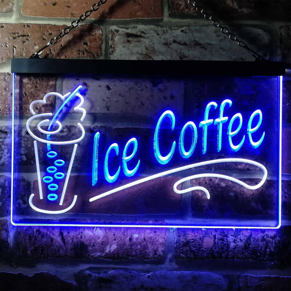 ADVPRO Ice Coffee Drink Dual Color LED Neon Sign st6-i0360 - White & Blue