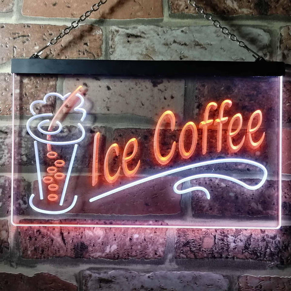 ADVPRO Ice Coffee Drink Dual Color LED Neon Sign st6-i0360 - White & Orange