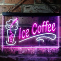 ADVPRO Ice Coffee Drink Dual Color LED Neon Sign st6-i0360 - White & Purple