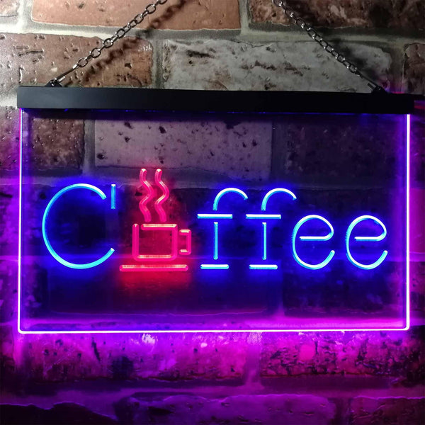 ADVPRO Coffee Cup Kitchen Cafe Display Dual Color LED Neon Sign st6-i0361 - Red & Blue