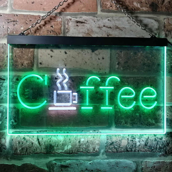 ADVPRO Coffee Cup Kitchen Cafe Display Dual Color LED Neon Sign st6-i0361 - White & Green